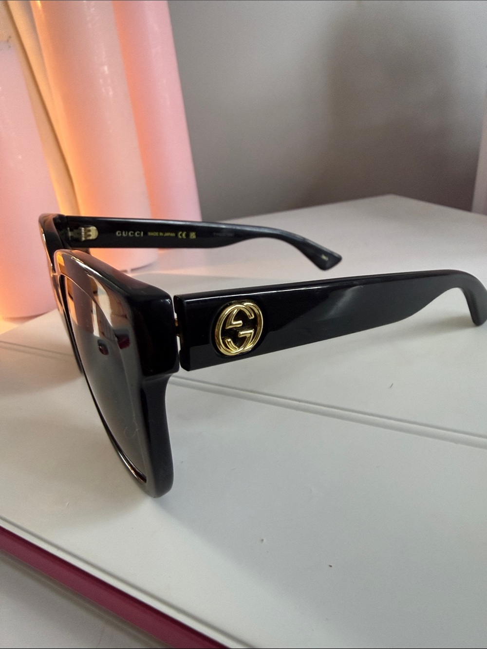 Gucci Black Sunglasses with Gold GG Emblem